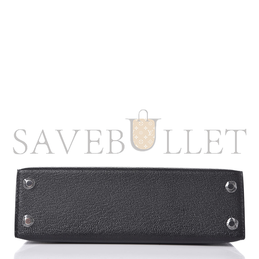 HERMÈS CHEVRE MYSORE MINI KELLY II SELLIER 20 BLACK (19*12*5.5cm) 